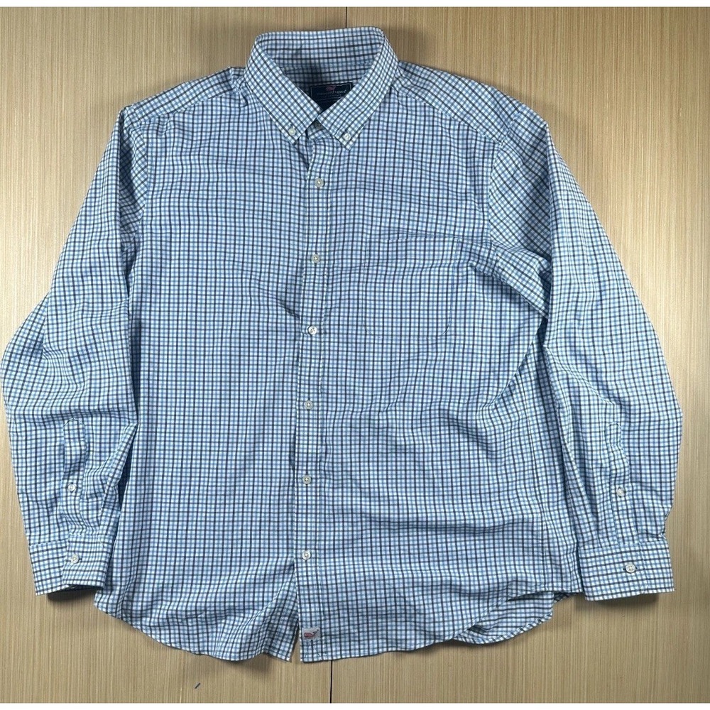 Vineyard Vines Murray Shirt Mens XL Multicolor Plaid Cotton Classic Fit Pleated
